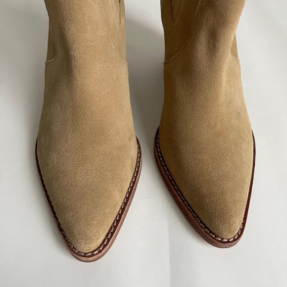 J. Crew Women's Size 8 Suede Leather Western Ankle Boots Tan Beige - Picture 3 of 11